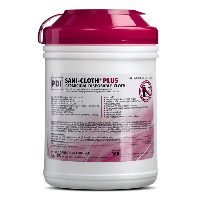 Wipes Sani-Cloth® Plus Surface Disinfectant Cleaner Premoistened Germicidal Manual Pull Wipe 160 Count Canister Disposable Alcohol Scent NonSterile (160/TB 12TB/CS) by PDI - Professional Disposables  ID Q89072